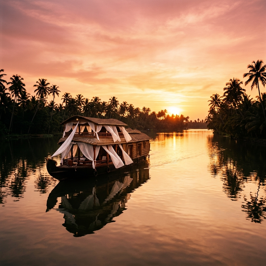 Kerala backwaters at sunset